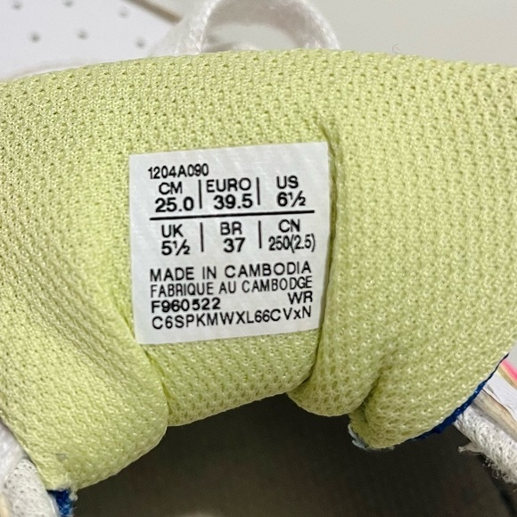 ASICS Japan S GS white pink yellow blue court sneakers- Size 6.5 - Picture 7 of 8